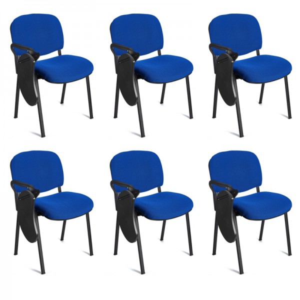 Pack of 6 Iso chairs with black epoxy structure and Baly (textile) upholstery with right-handed blade arm